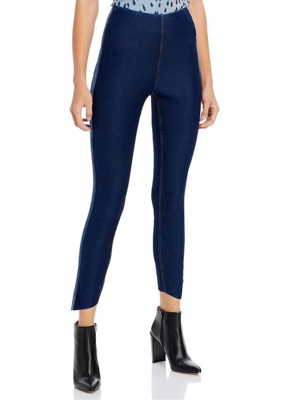 Lysse Denim Knit High Stretch High Waist Leggings w/ inner Shaper Indigo XS BNWT